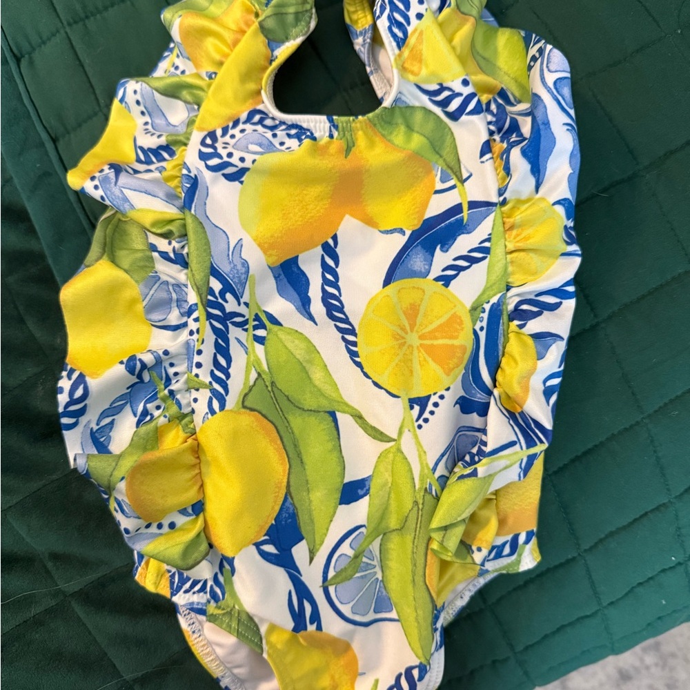 Kenny Flowers Lemon Print Kids Swim One Piece
